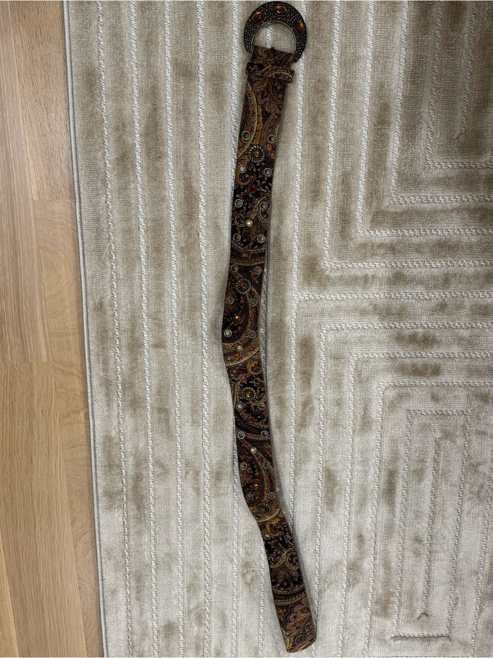 Brown Paisley Leather Men's Belt